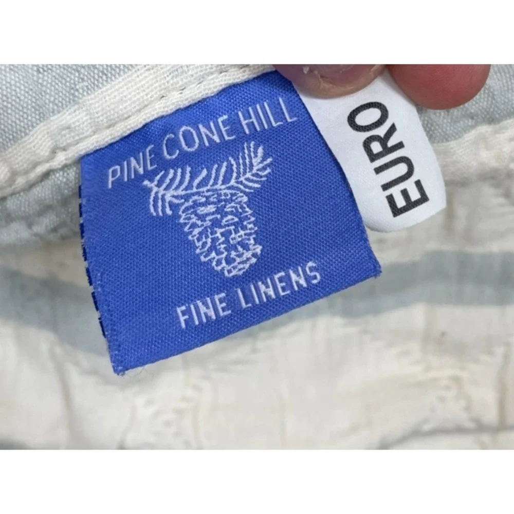 2 Pine Cone Hill Euro Shams Blue Ivory Striped Quilted